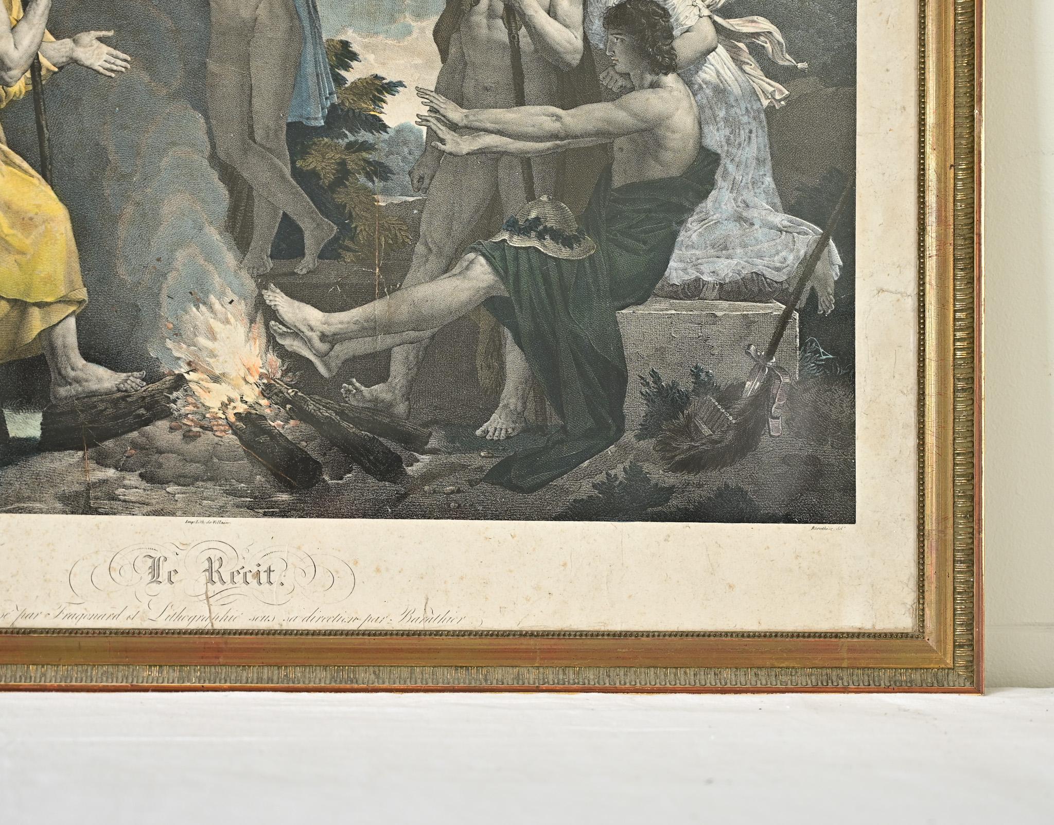 Other French 19th Century Hand-colored Fragonard Lithograph For Sale