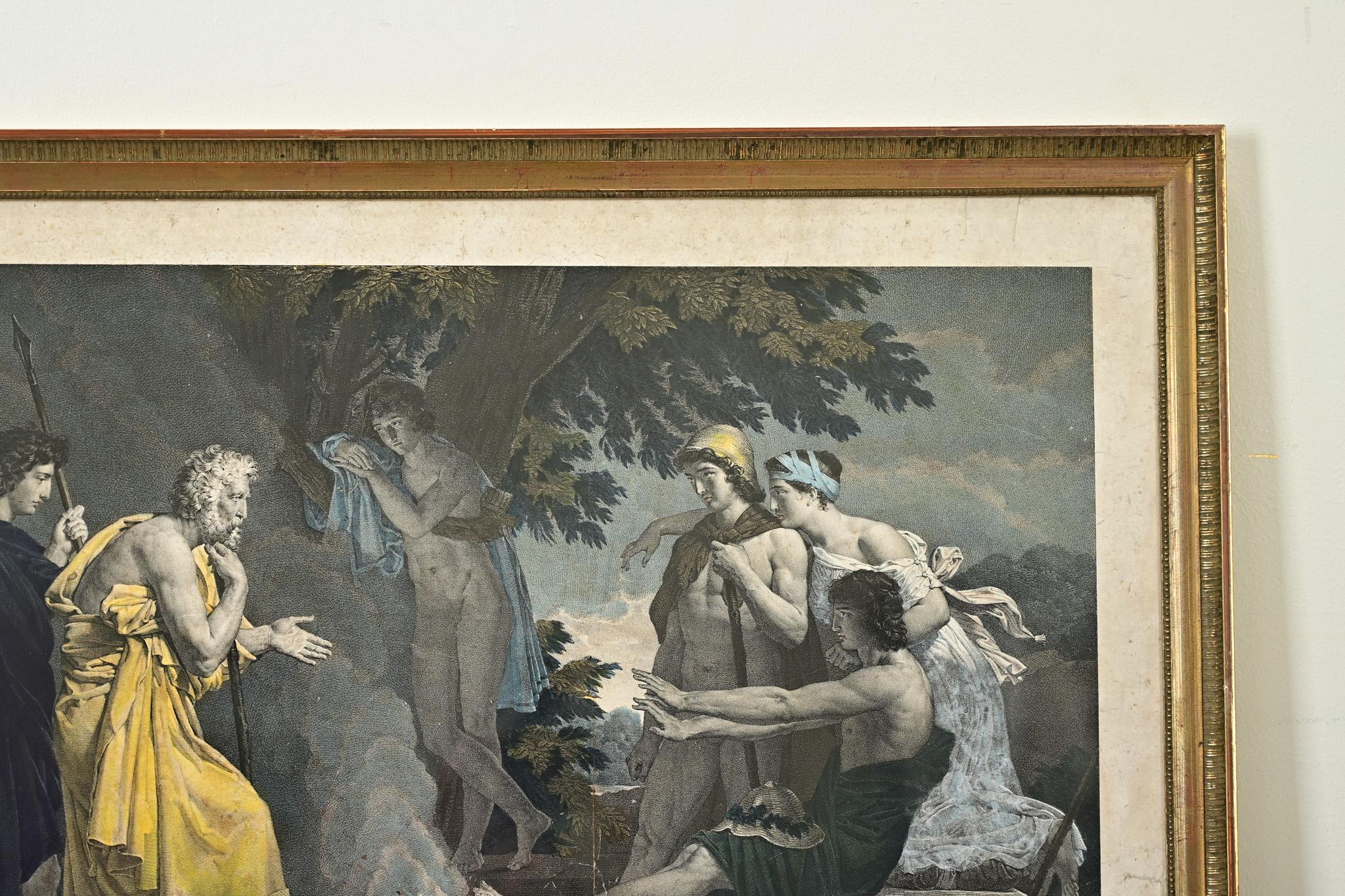 French 19th Century Hand-colored Fragonard Lithograph In Good Condition For Sale In Baton Rouge, LA