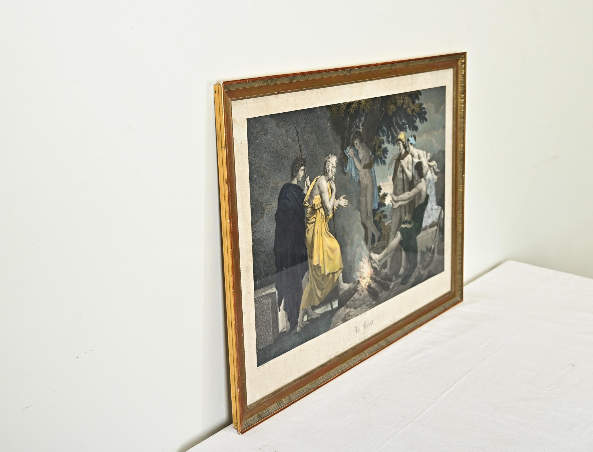 French 19th Century Hand-colored Fragonard Lithograph For Sale 1