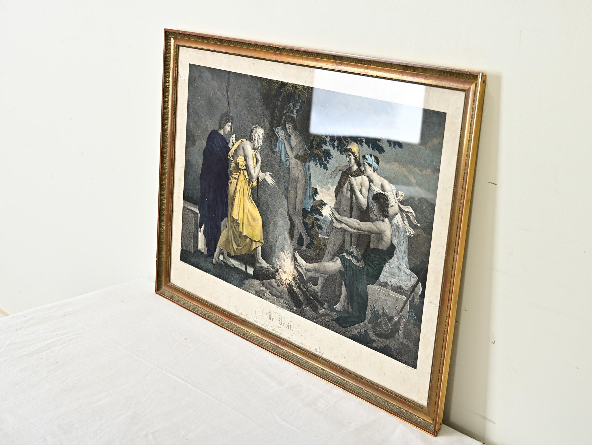 French 19th Century Hand-colored Fragonard Lithograph For Sale 2