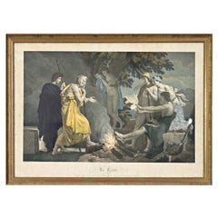 French 19th Century Hand-colored Fragonard Lithograph