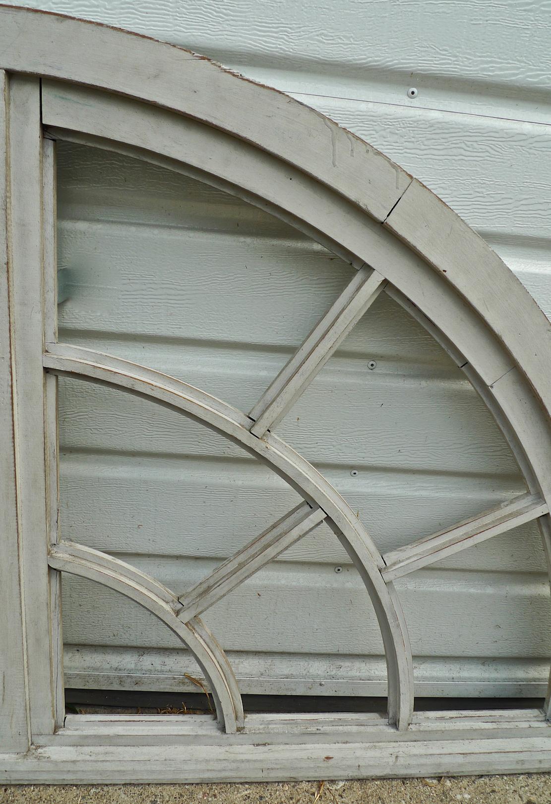 Wood French 19th Century Hand Painted Half Crescent Window Arch or Mirror Frame