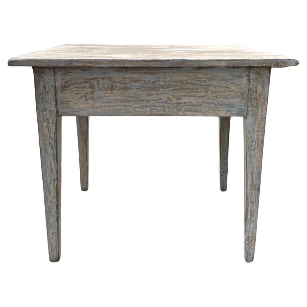 French 19th Century Hand-Painted  Rustic Pine End Table With One Center Drawer For Sale 1