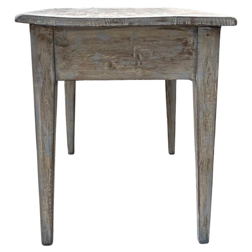 French 19th Century Hand-Painted  Rustic Pine End Table With One Center Drawer For Sale 2