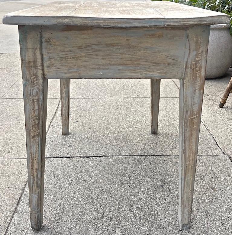 French 19th Century Hand-Painted  Rustic Pine End Table With One Center Drawer For Sale 3