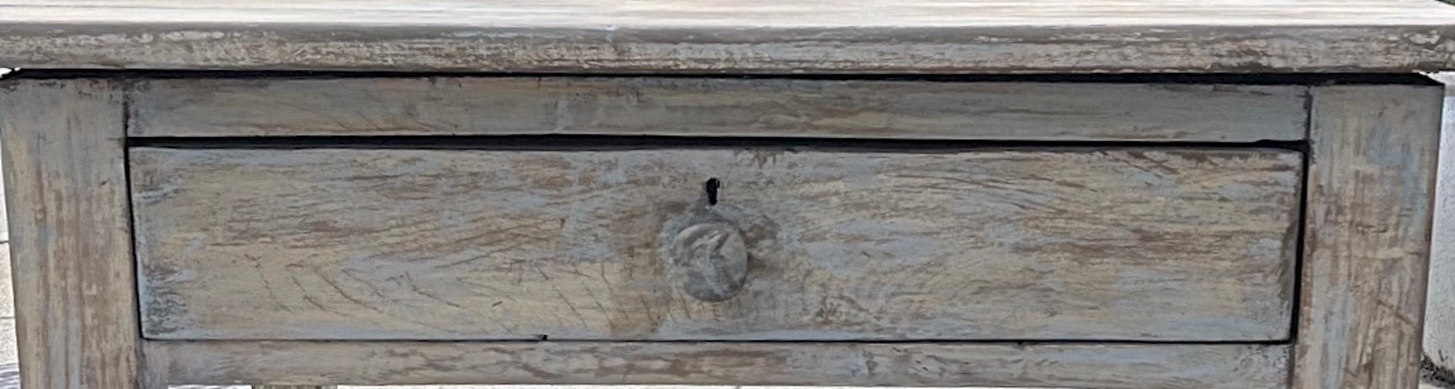 French 19th Century Hand-Painted  Rustic Pine End Table With One Center Drawer For Sale 5