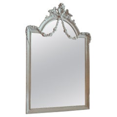 Antique French 19th Century Hand Painted Wood and Gesso Mirror with Original Glass
