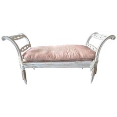 French 19th Century Hand Painted Wood Chaise with One Long Cushion