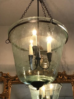 French 19th Century Handblown Garden Bell Cloche Hanging Light