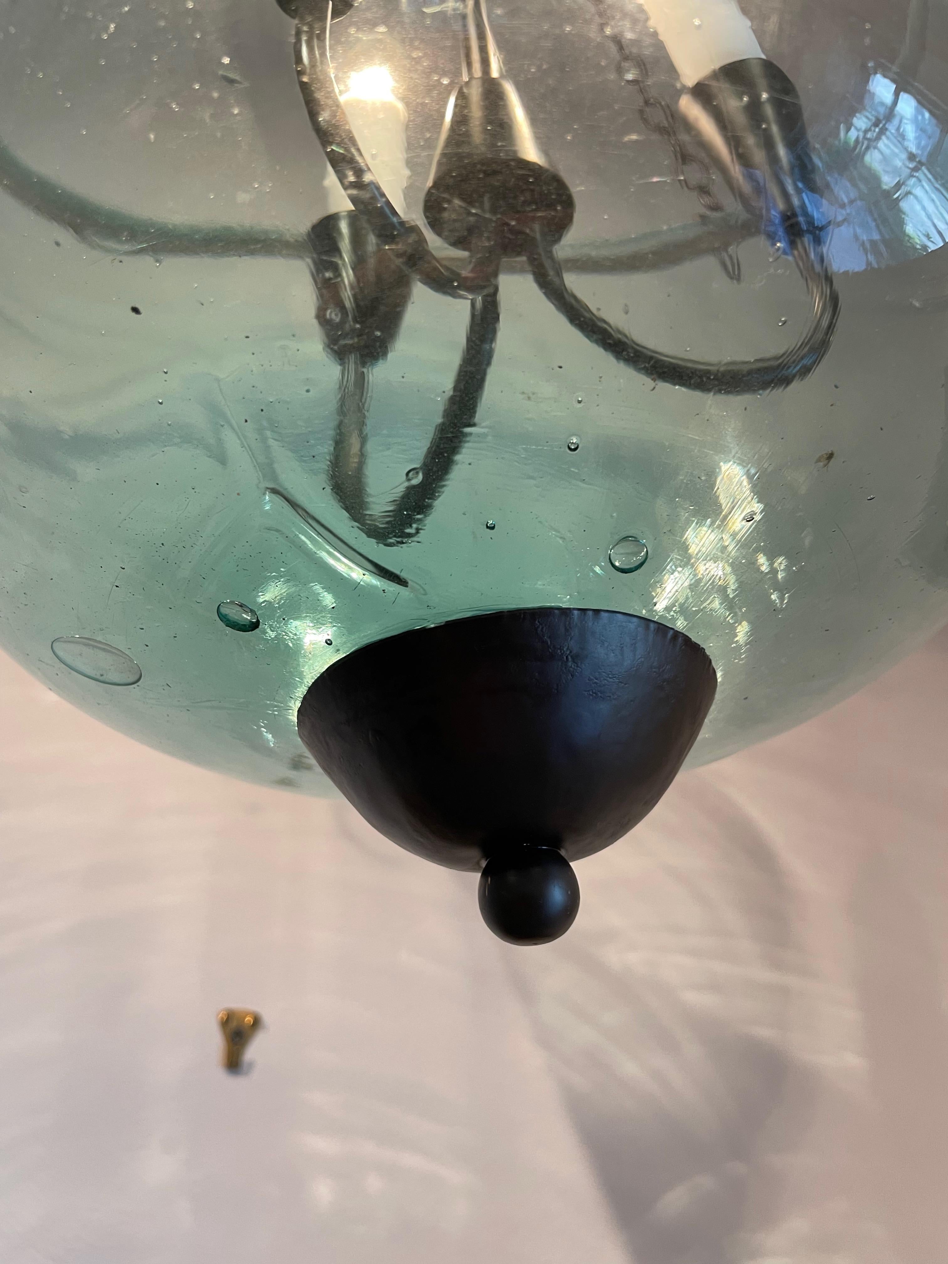 French 19th Century Handblown Glass Bell Cloche Hanging Light 5