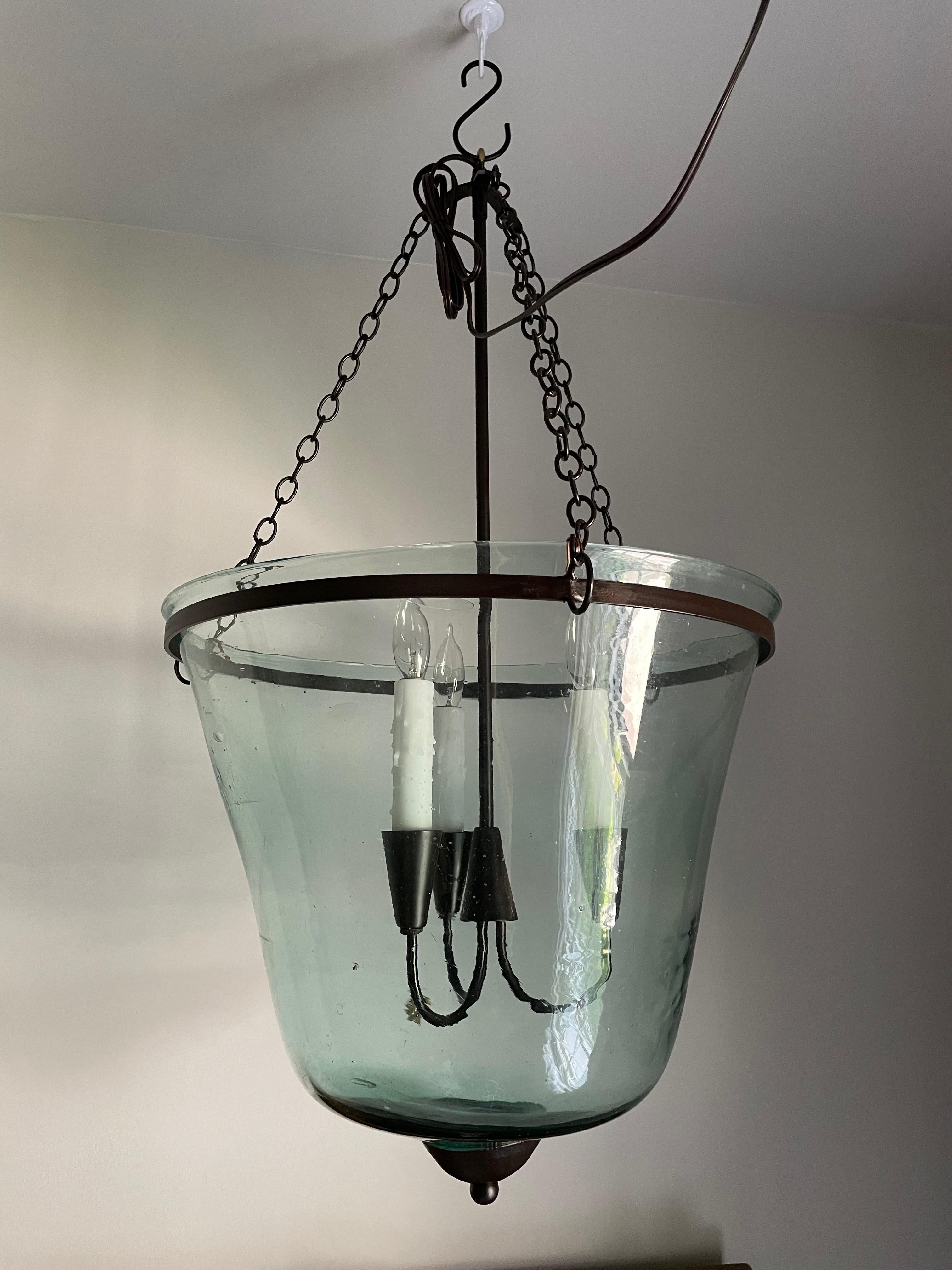 French 19th Century Handblown Glass Bell Cloche Hanging Light 7