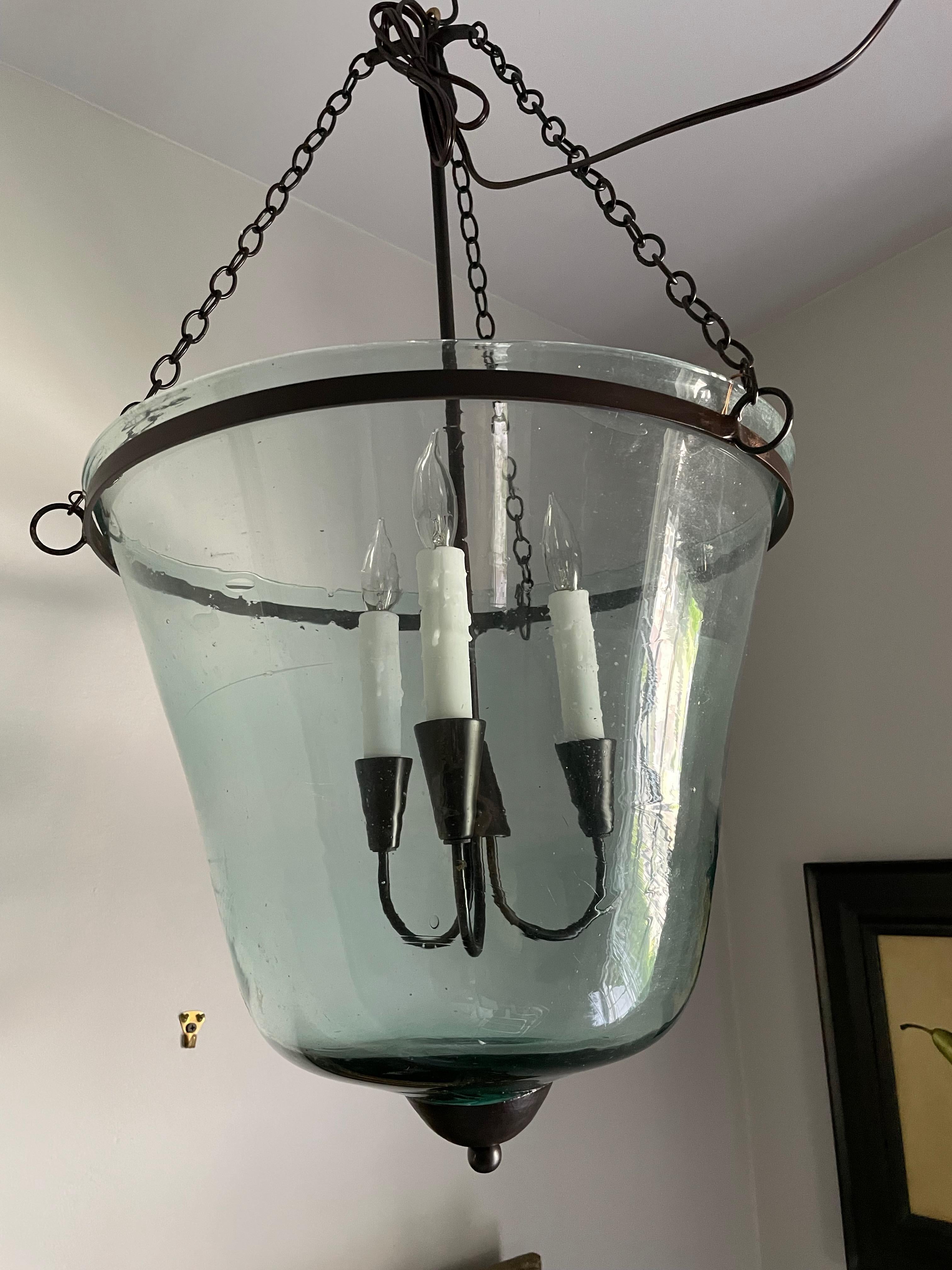 French 19th Century Handblown Glass Bell Cloche Hanging Light 8