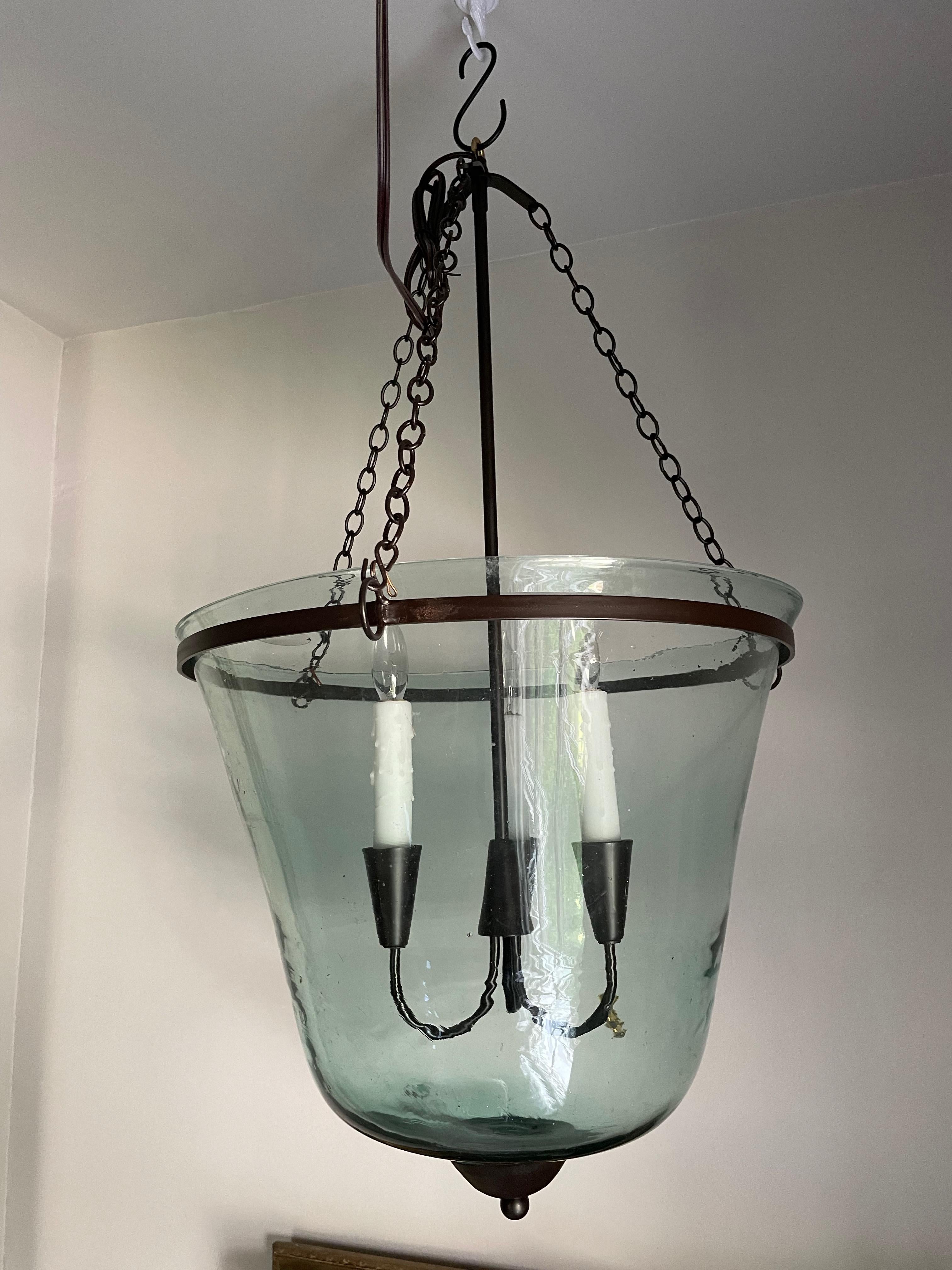 French 19th Century Handblown Glass Bell Cloche Hanging Light 9