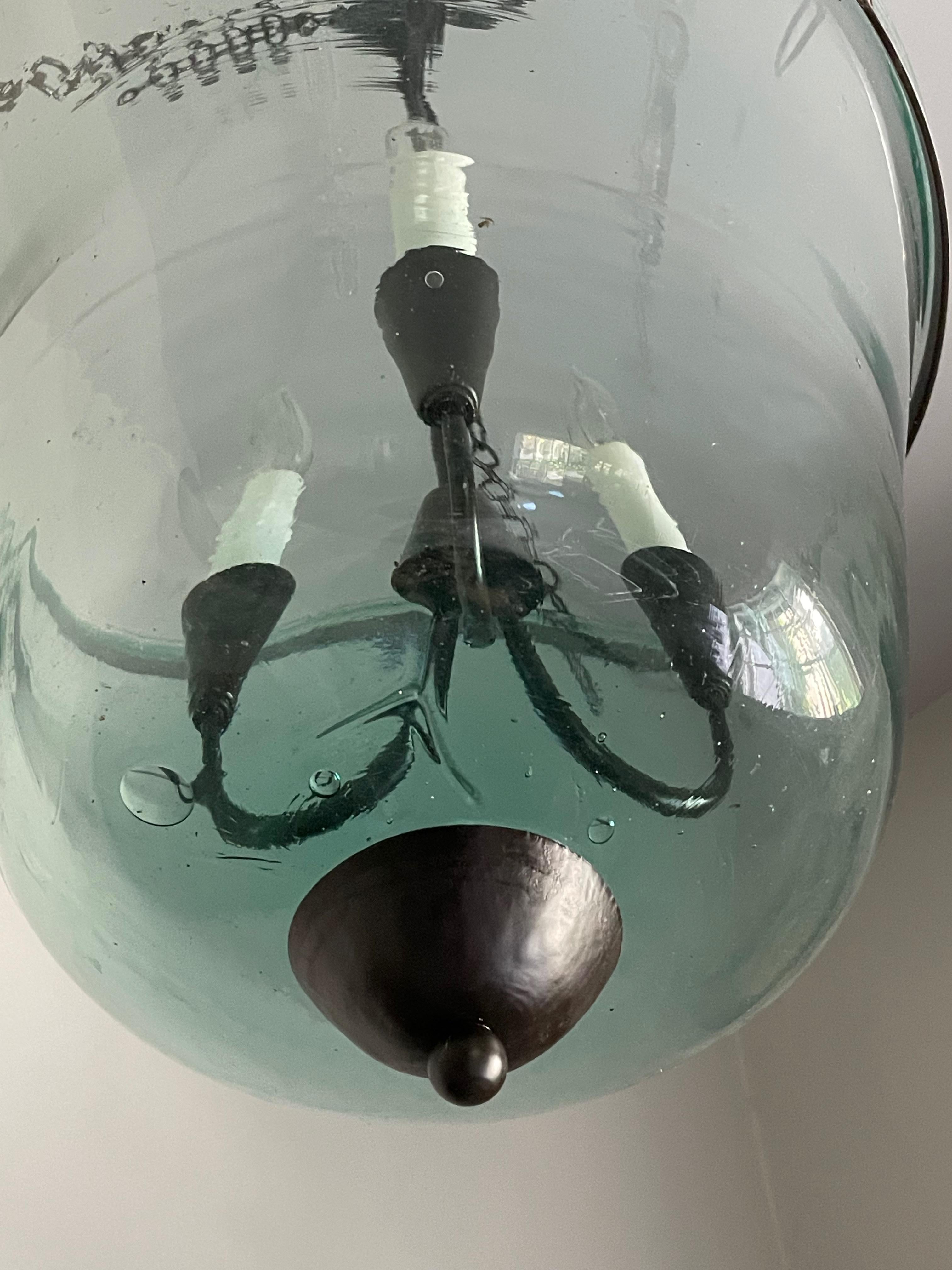 French 19th Century Handblown Glass Bell Cloche Hanging Light 10