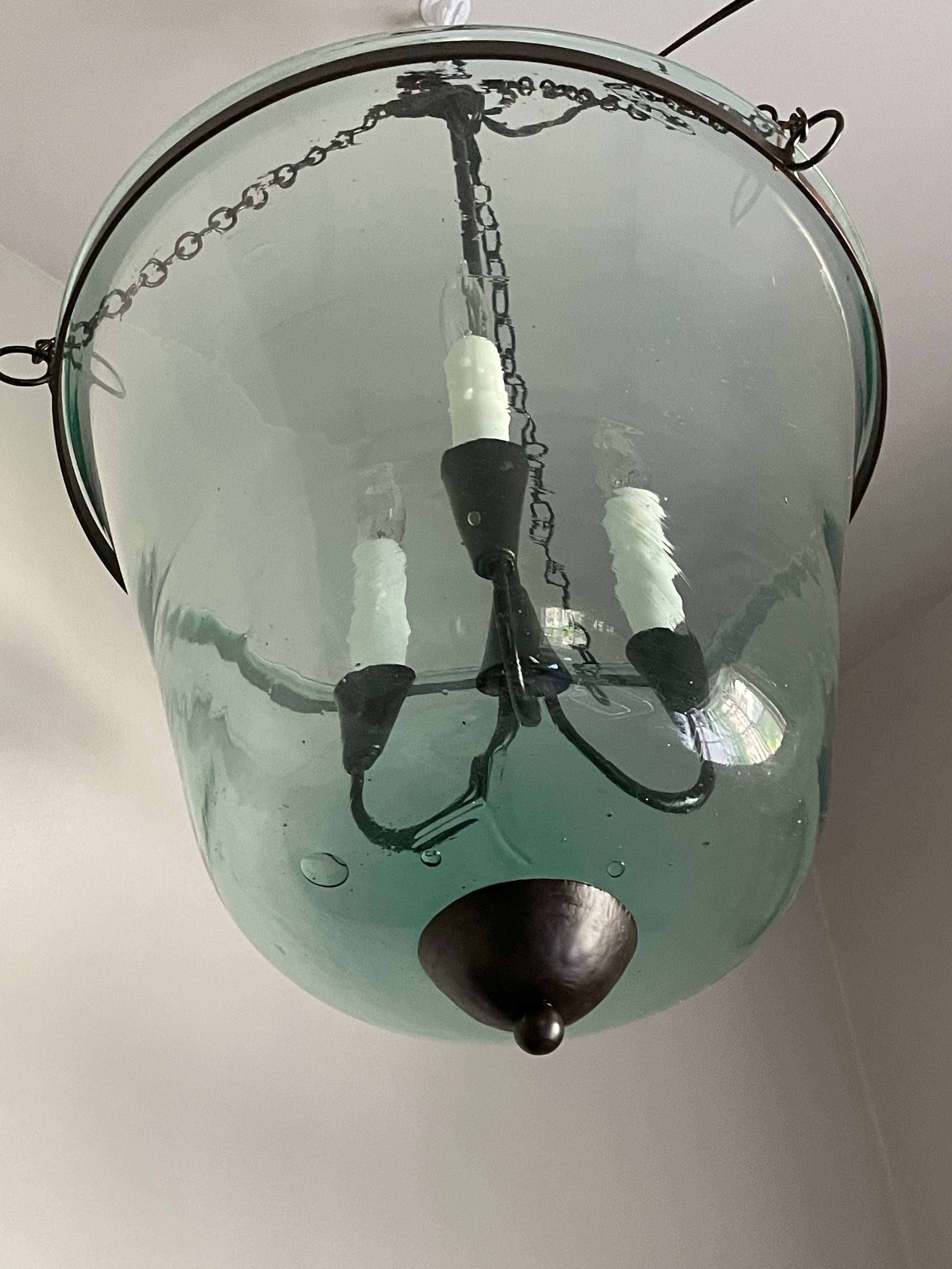 French 19th Century Handblown Glass Bell Cloche Hanging Light 11