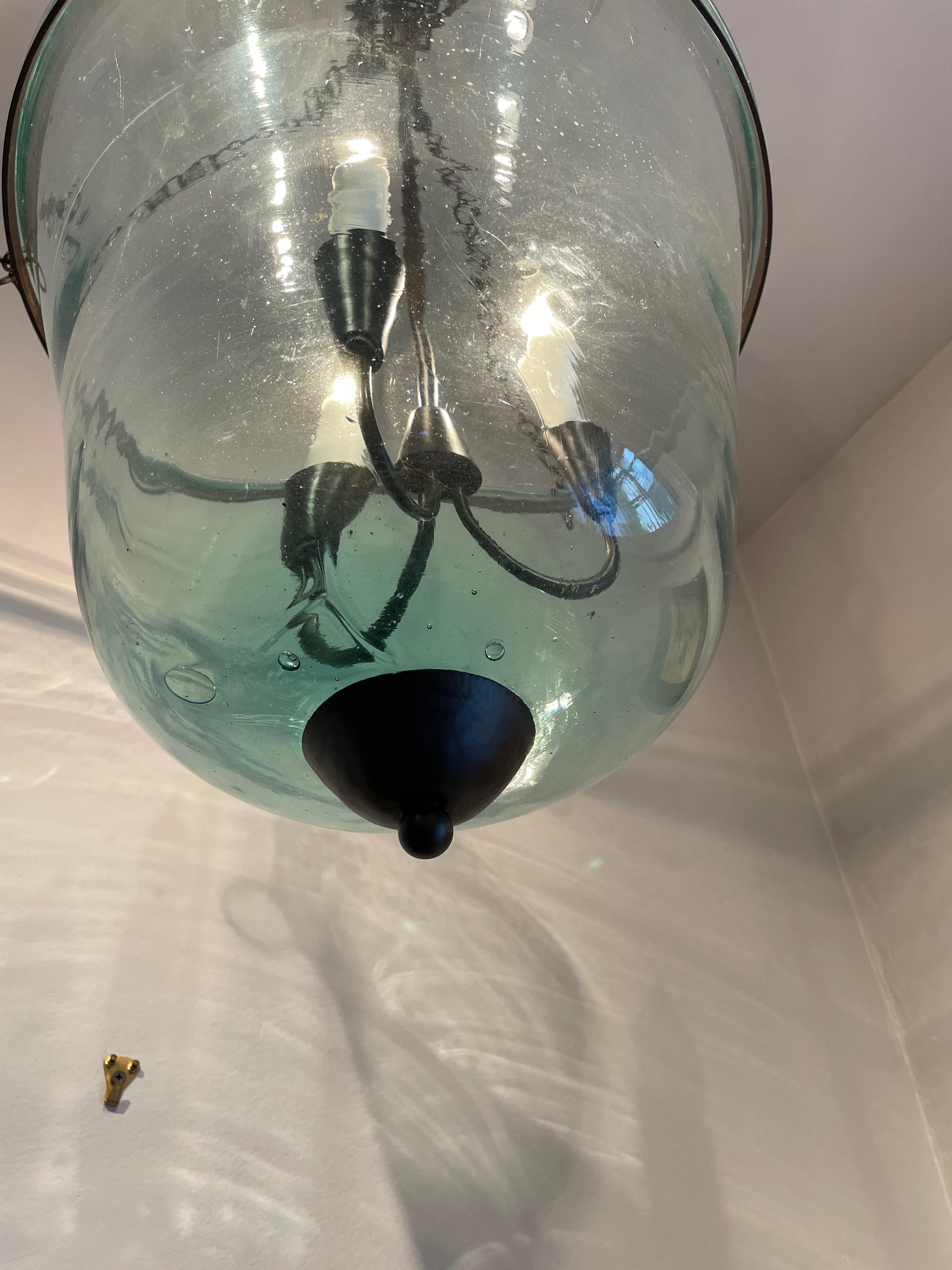 French 19th Century Handblown Glass Bell Cloche Hanging Light 1