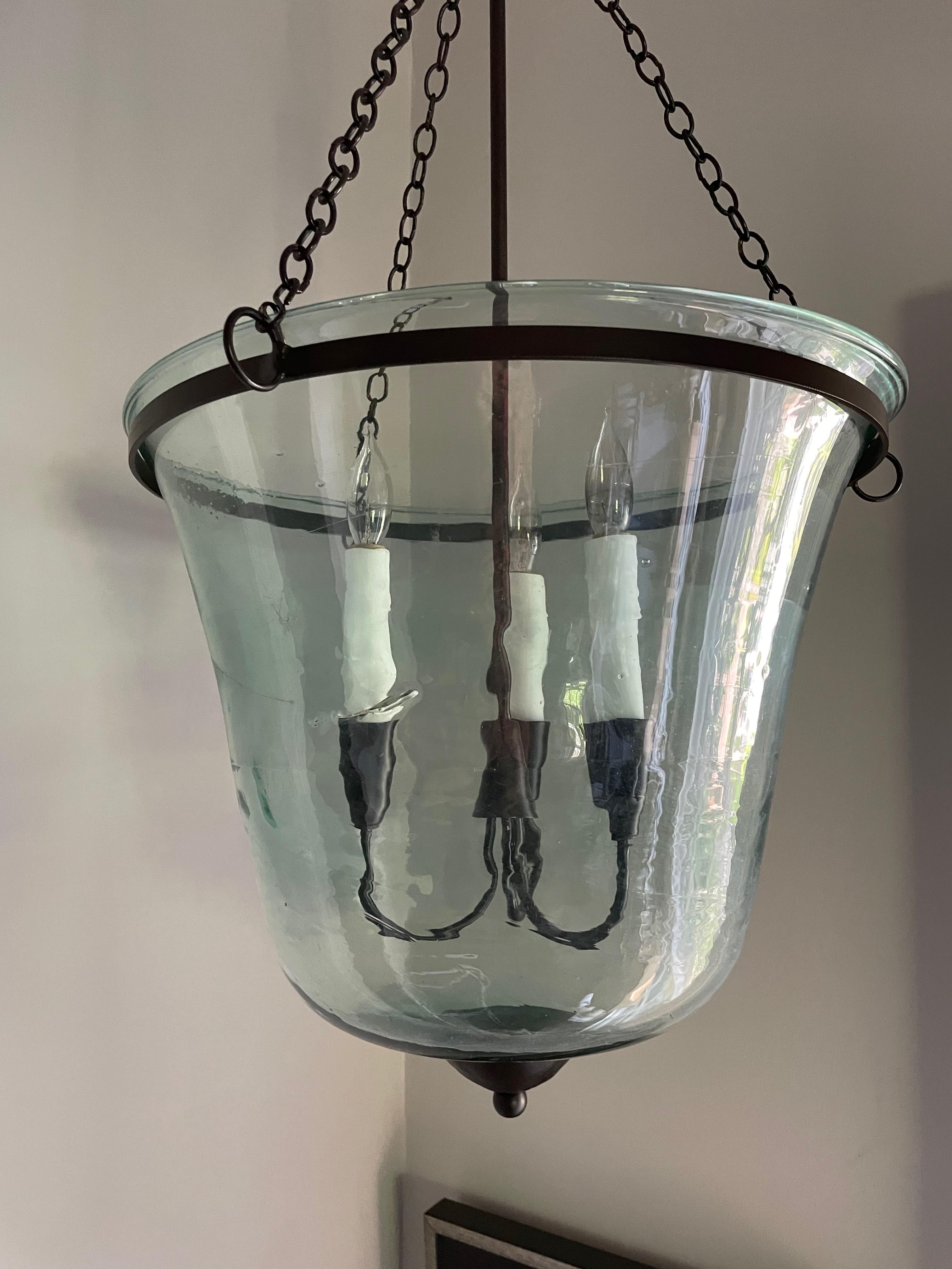 French 19th Century Handblown Glass Bell Cloche Hanging Light 2