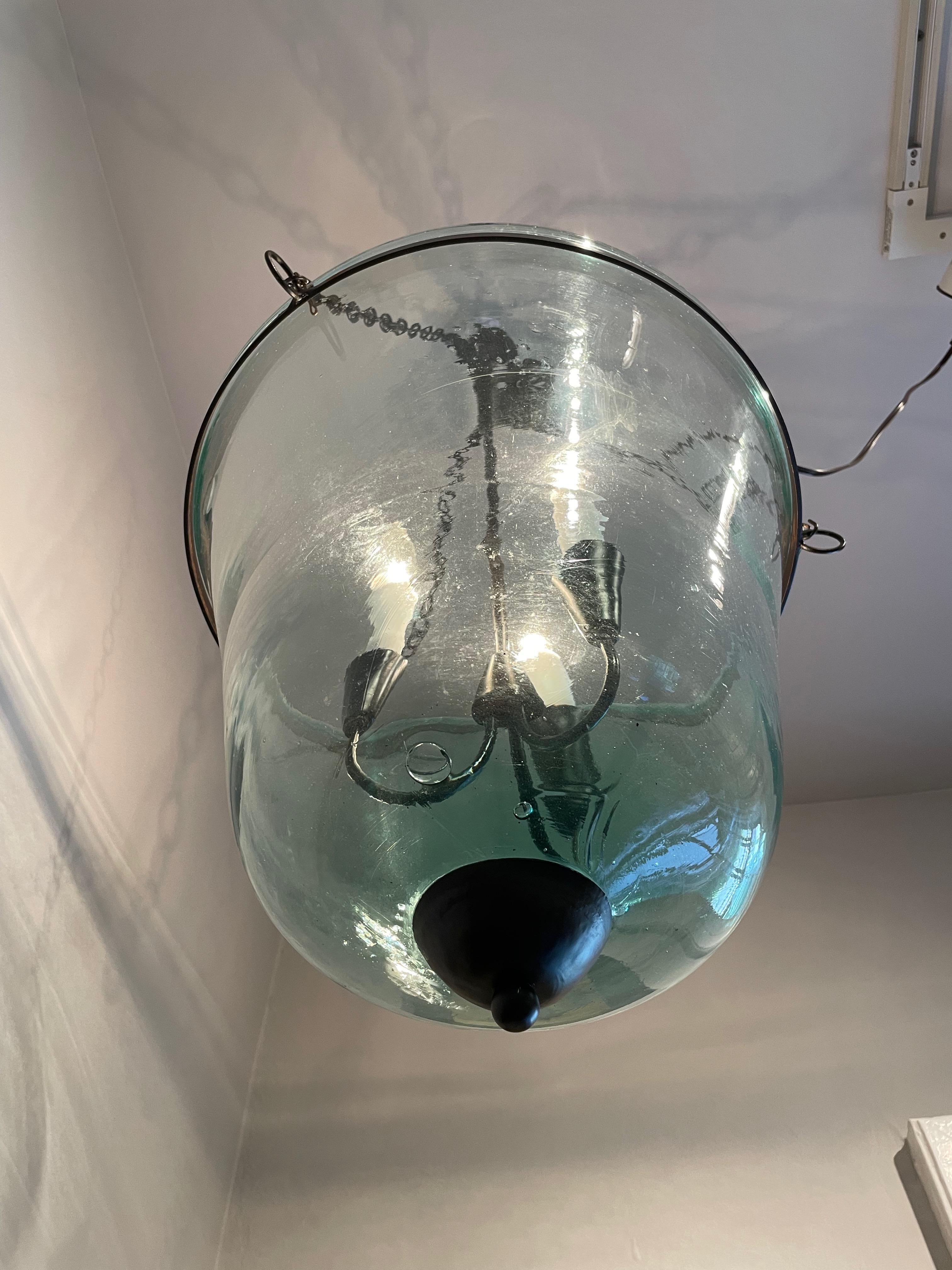French 19th Century Handblown Glass Bell Cloche Hanging Light 2