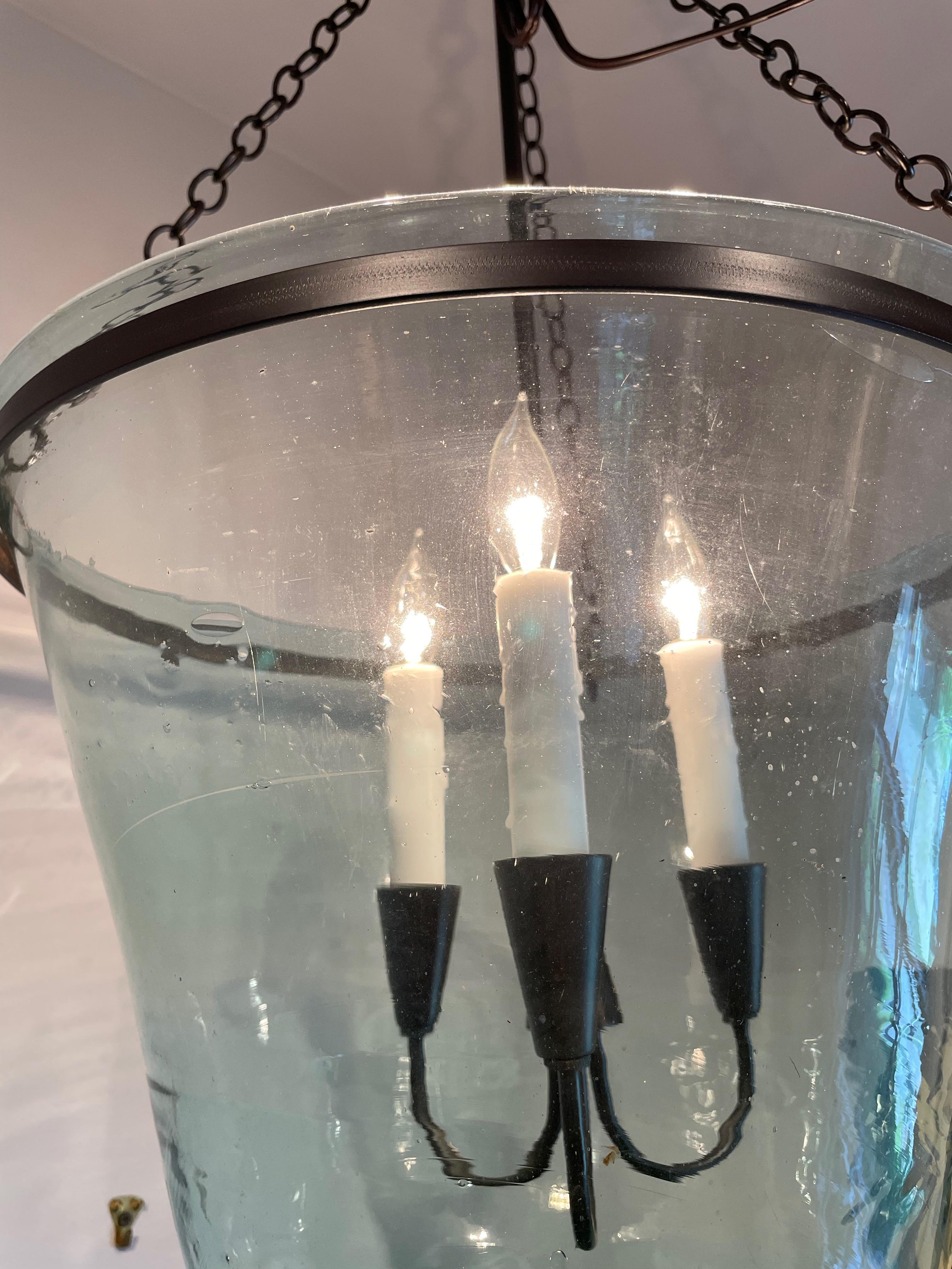 French 19th Century Handblown Glass Bell Cloche Hanging Light 3