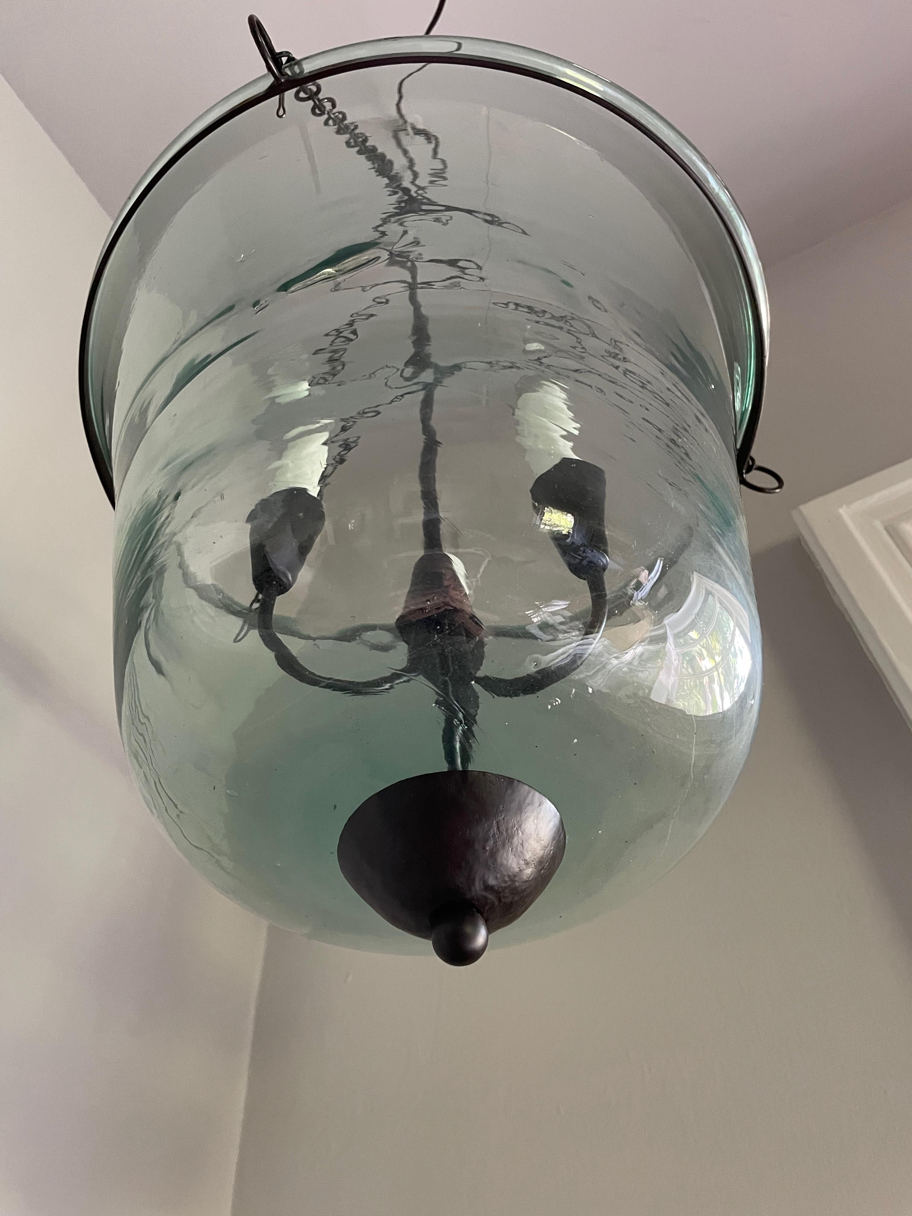 French 19th Century Handblown Glass Bell Cloche Hanging Light 4