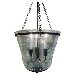 French 19th Century Handblown Glass Bell Cloche Hanging Light