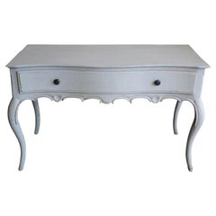 Antique French 19th Century Handcrafted Painted Pinewood Console with One Large Drawer