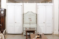 French 19th Century Haussmann Painted Doors with Carved Foliage Motifs