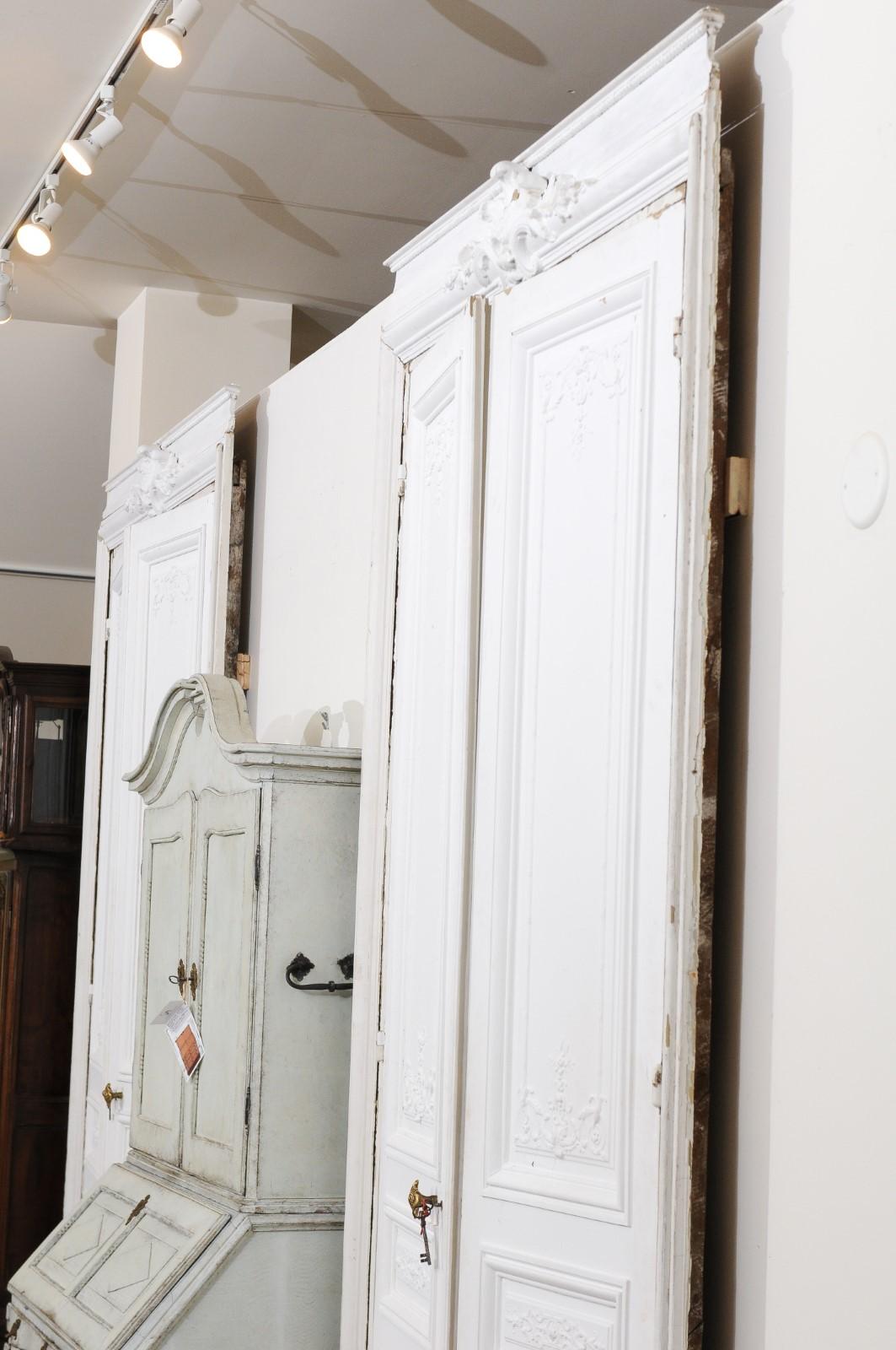 French 19th Century Haussmann Painted Doors with Carved Foliage Motifs 3