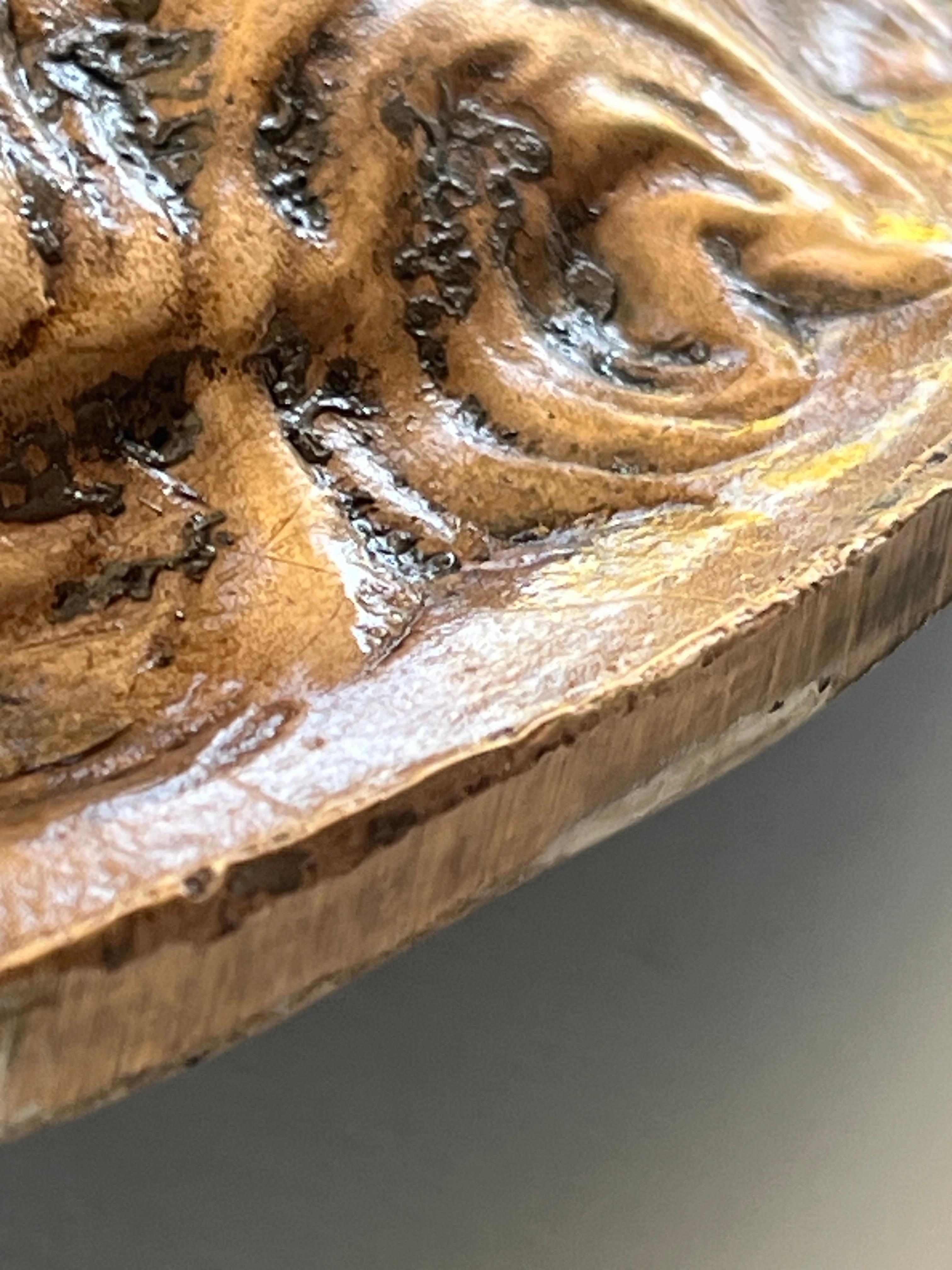 Calco Targa a rilievo in bronzo pesante francese del XIX secolo con 3 cherubini in vendita