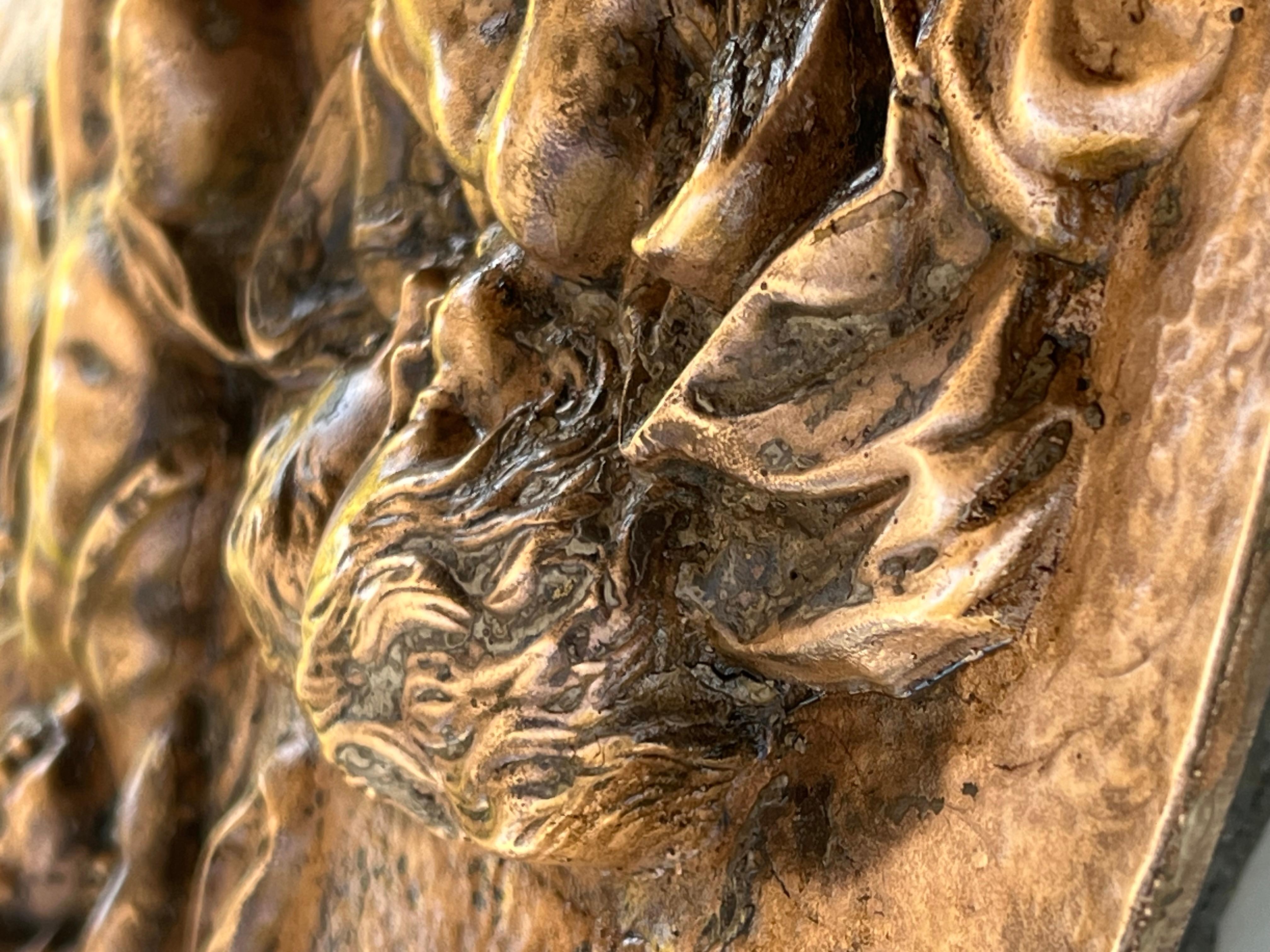 Targa a rilievo in bronzo pesante francese del XIX secolo con 3 cherubini In condizioni buone in vendita a Vero Beach, FL