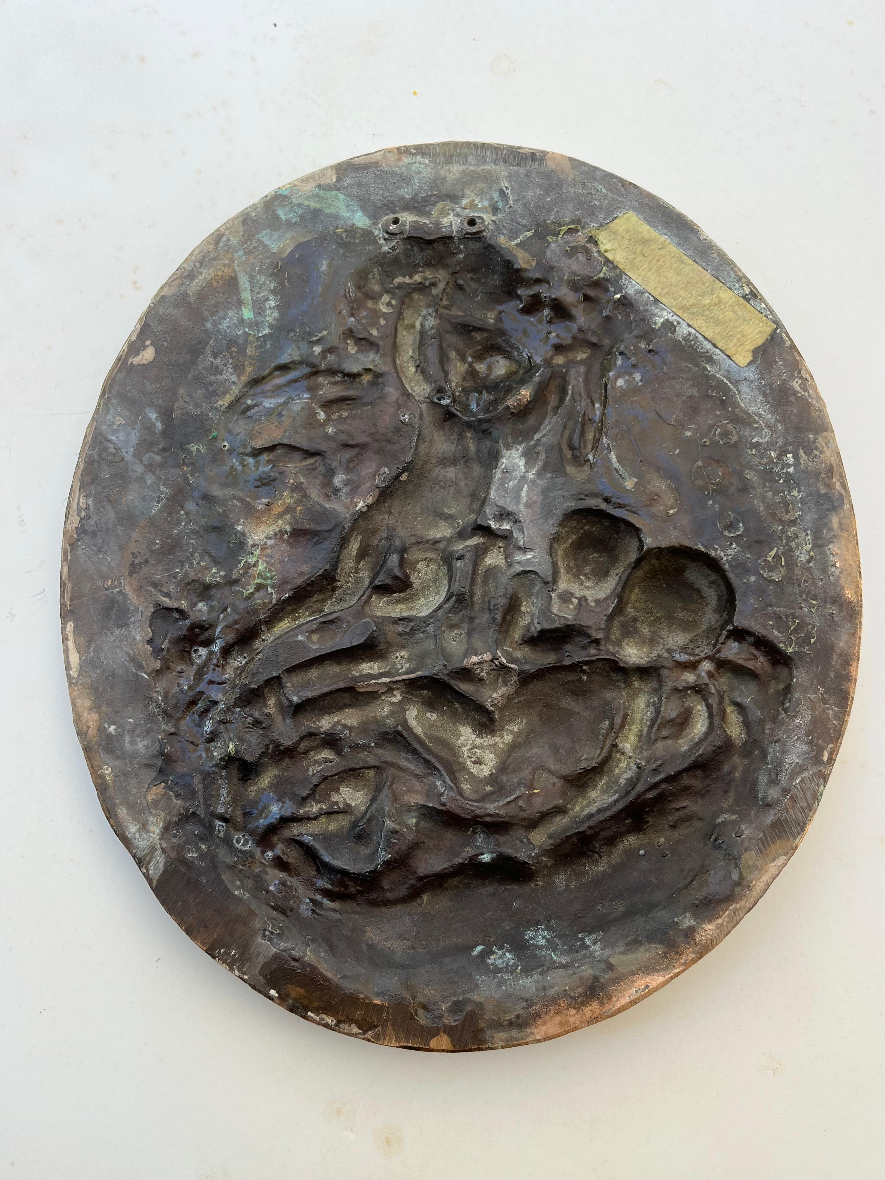 Targa a rilievo in bronzo pesante francese del XIX secolo con 3 cherubini in vendita 3