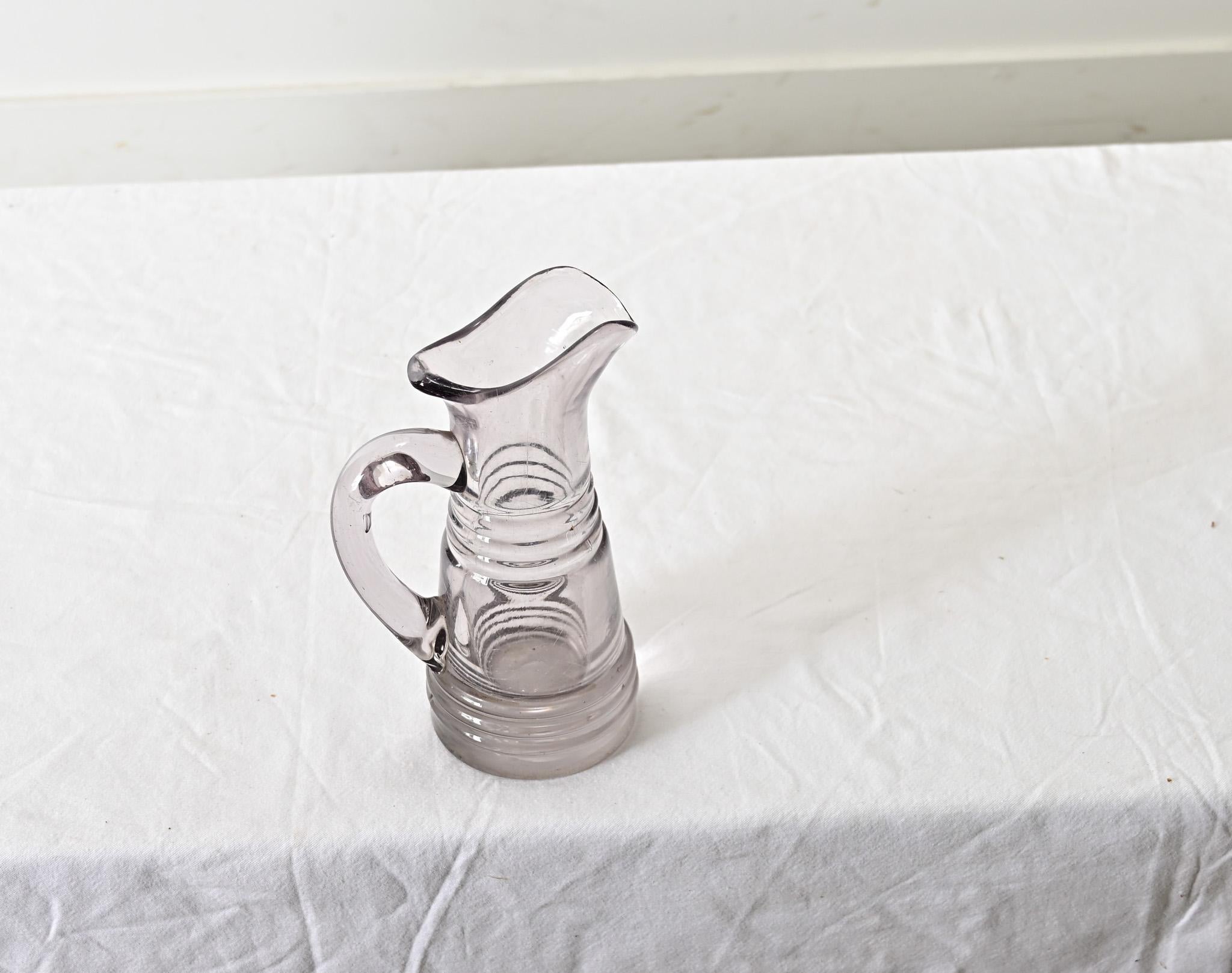 French Provincial French 19th Century Heavy Solid Glass Pitcher For Sale
