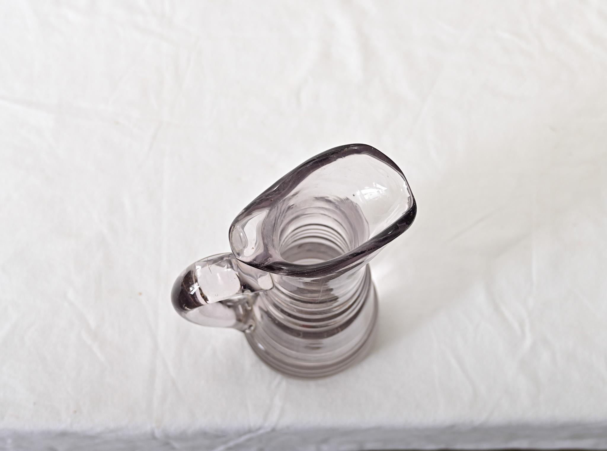 Other French 19th Century Heavy Solid Glass Pitcher For Sale