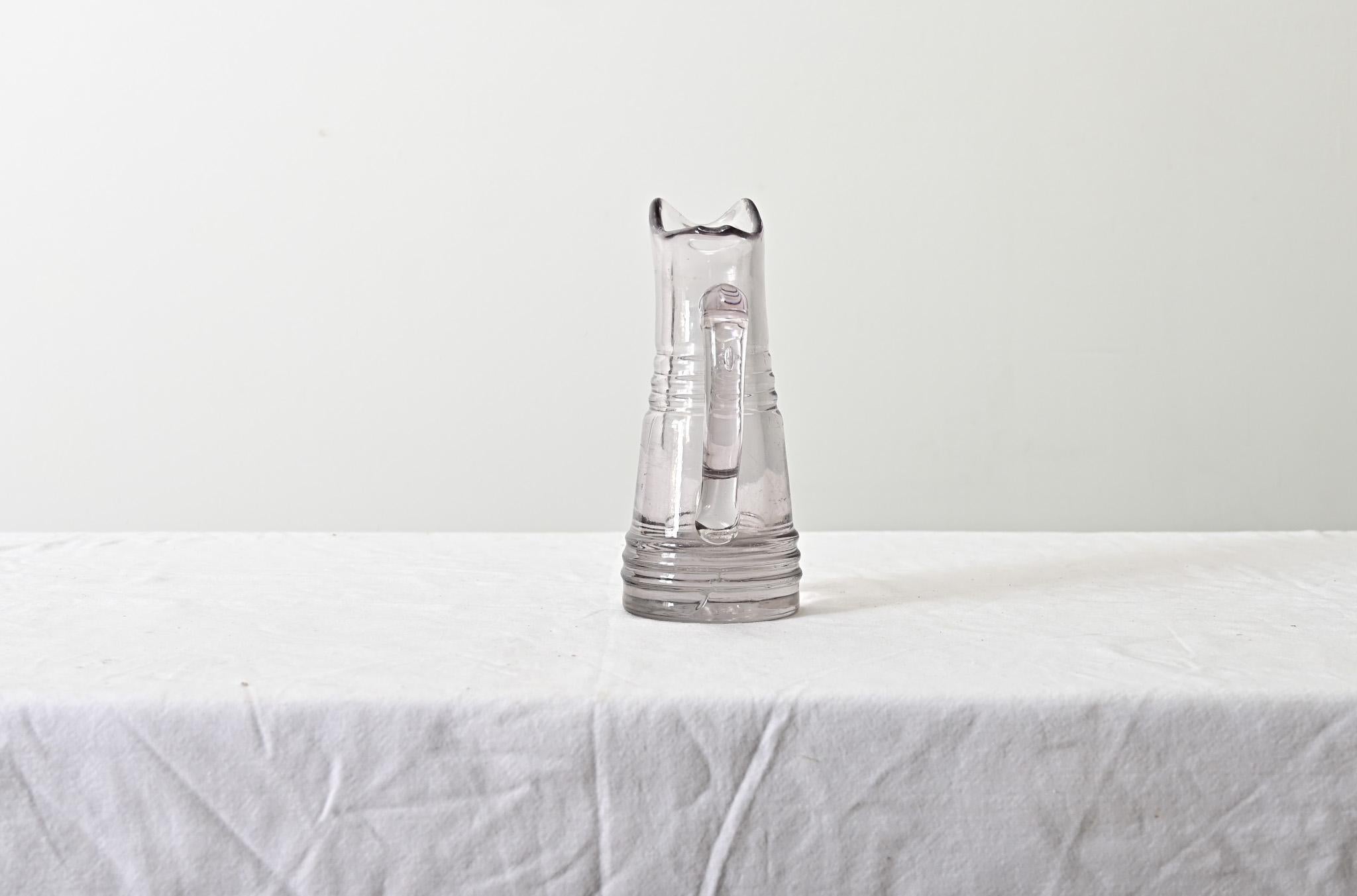 French 19th Century Heavy Solid Glass Pitcher In Good Condition For Sale In Baton Rouge, LA