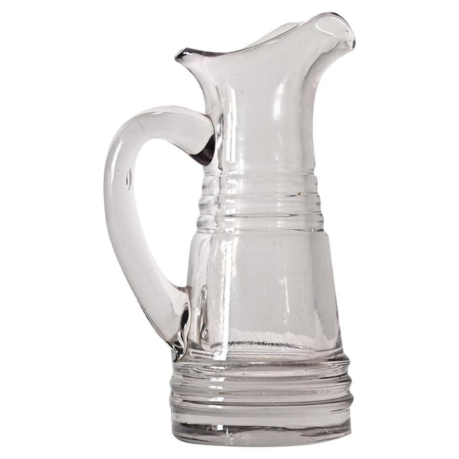 French 19th Century Heavy Solid Glass Pitcher For Sale