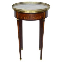 French 19th Century Inlaid Side Table with Marble Top