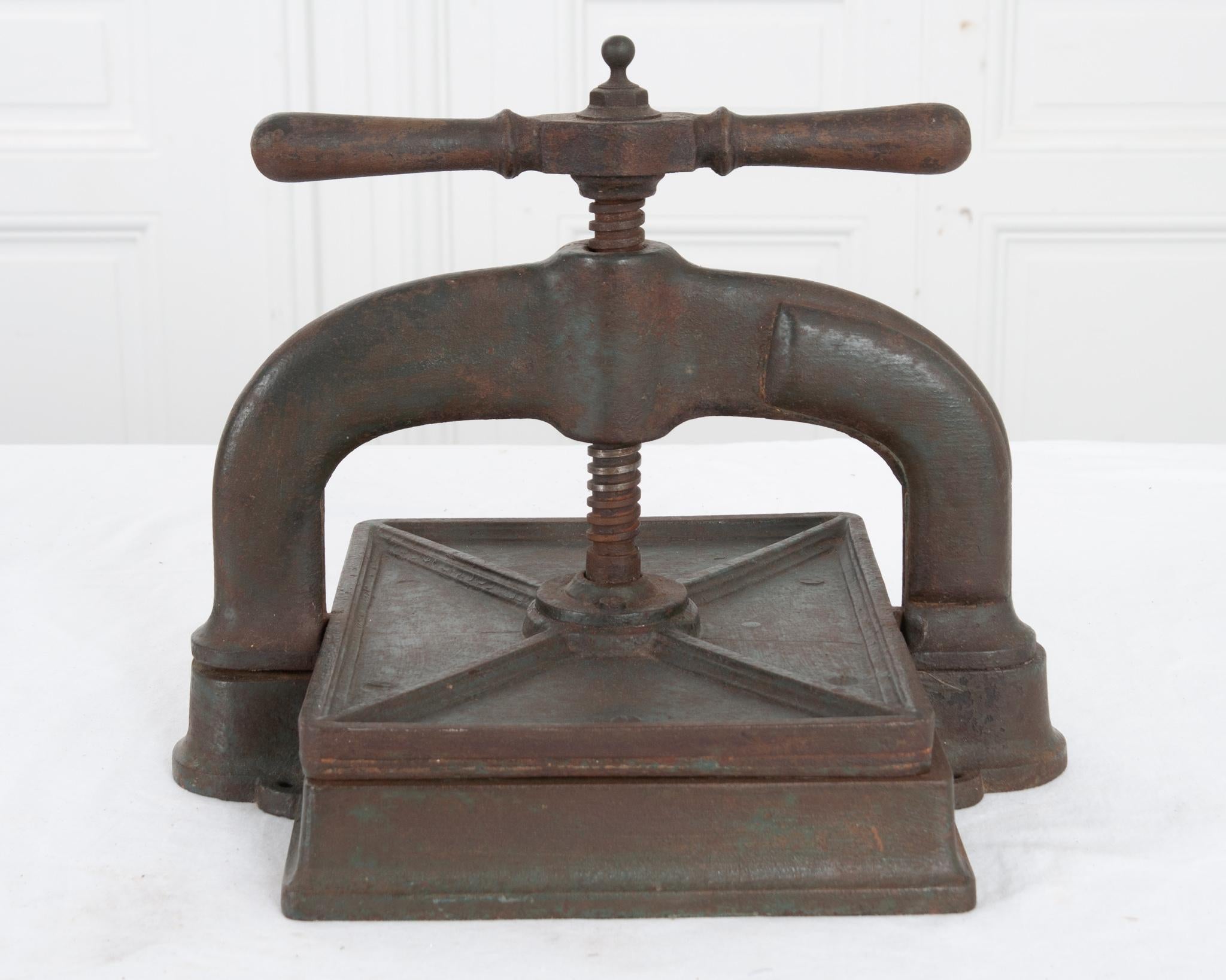 Forged French 19th Century Iron Bookbinding Press