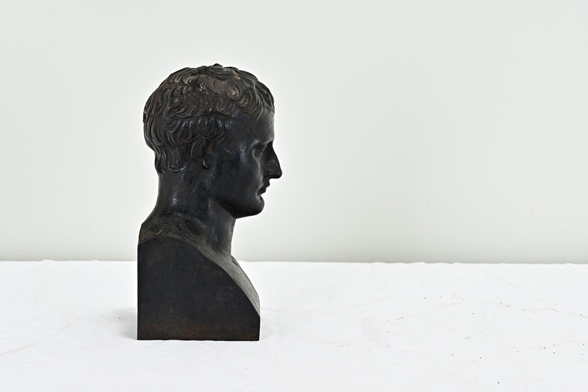 French 19th Century Iron Bust of a Man In Good Condition For Sale In Baton Rouge, LA