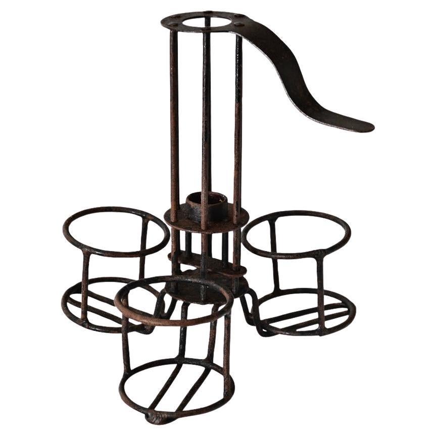 French 19th Century Iron Candle Stable with Cupholder For Sale