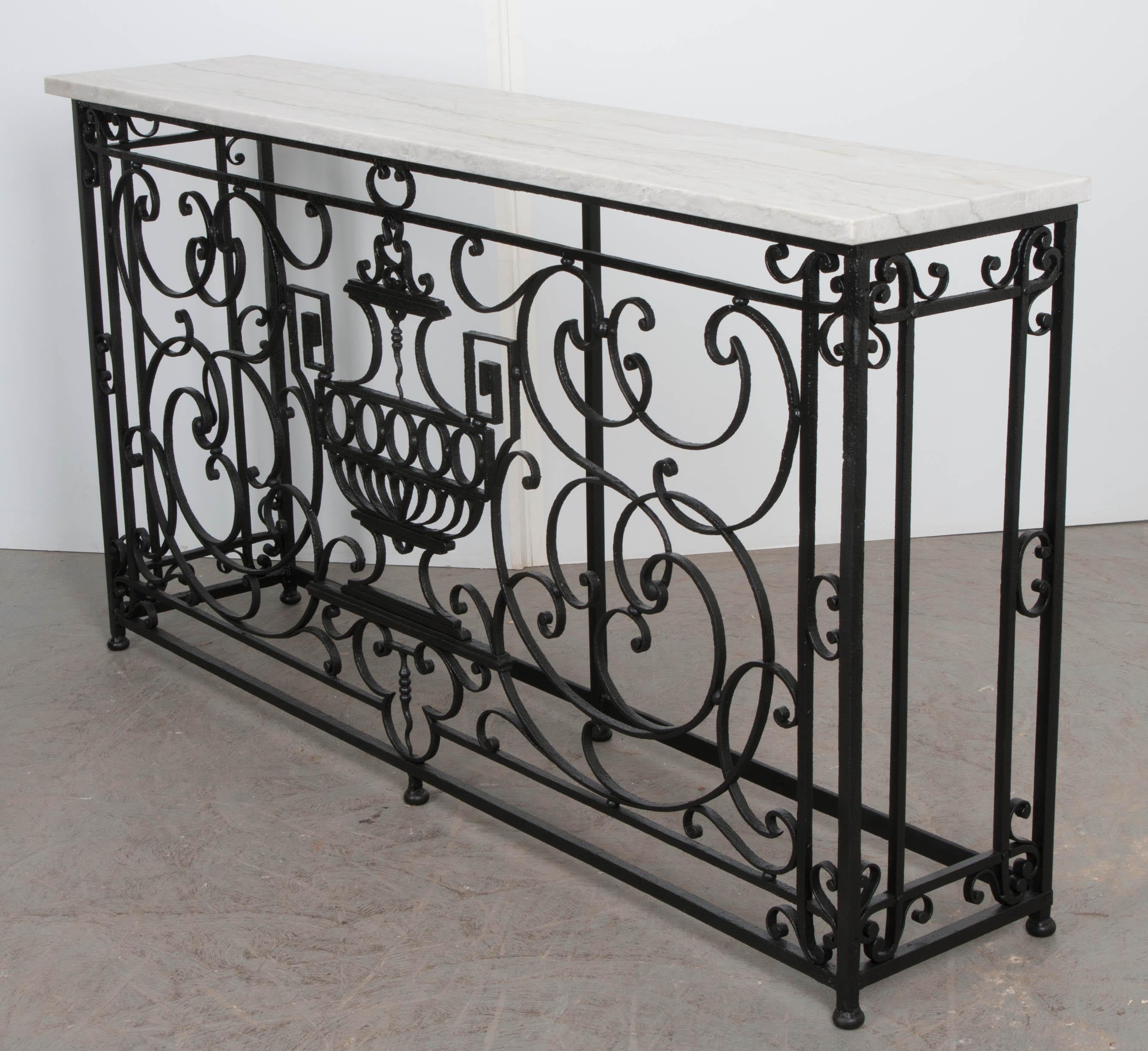 French 19th Century Iron Console Table 3