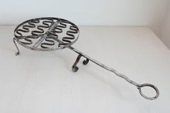 French 19th Century Iron Fireplace Grill with Petite Feet and Long Handle
