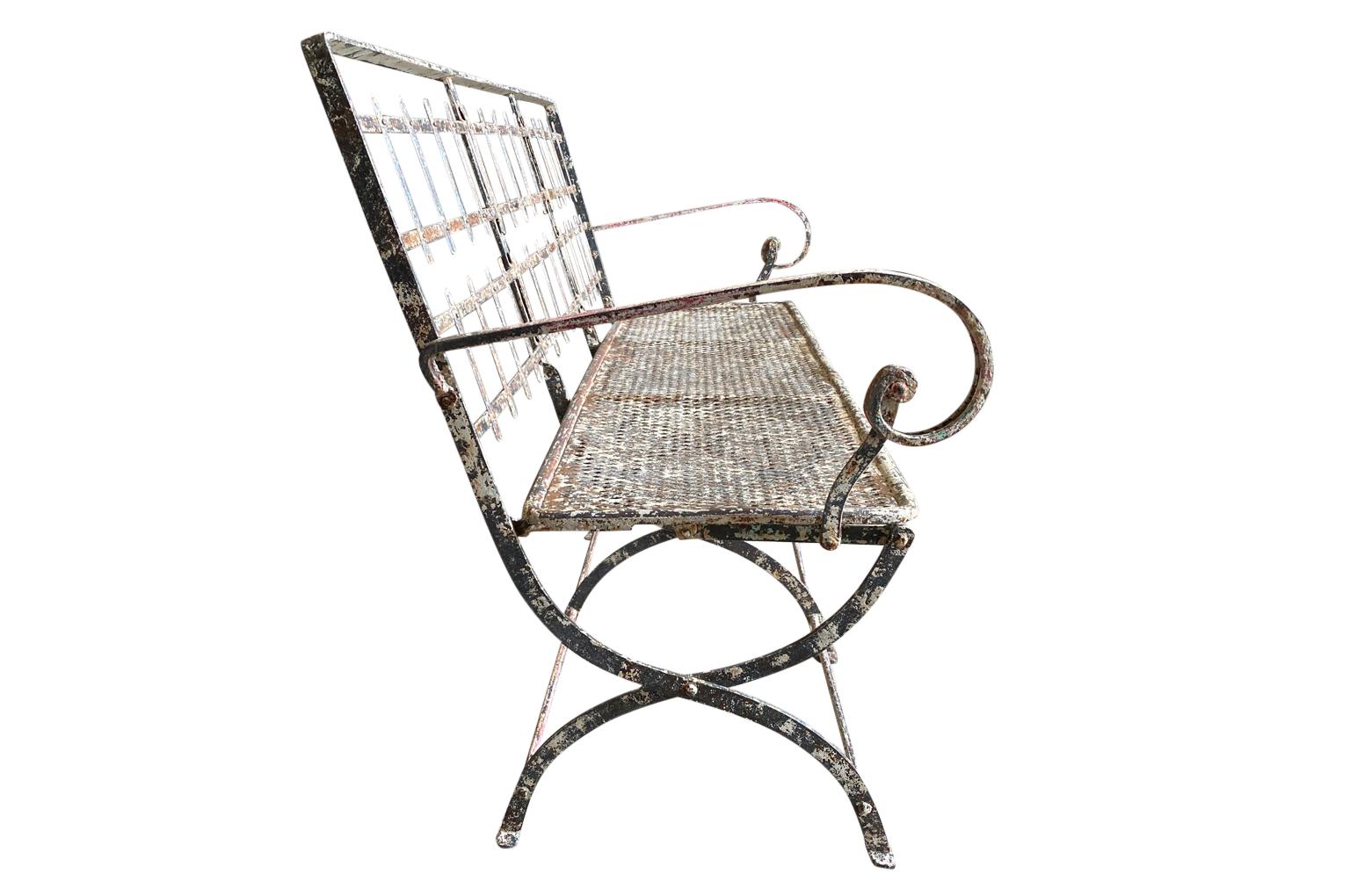 French, 19th Century, Iron Garden Bench In Good Condition For Sale In Atlanta, GA