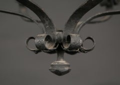 French 19th Century Iron Hanging Lantern with Groups of Fleur De Lis at Top