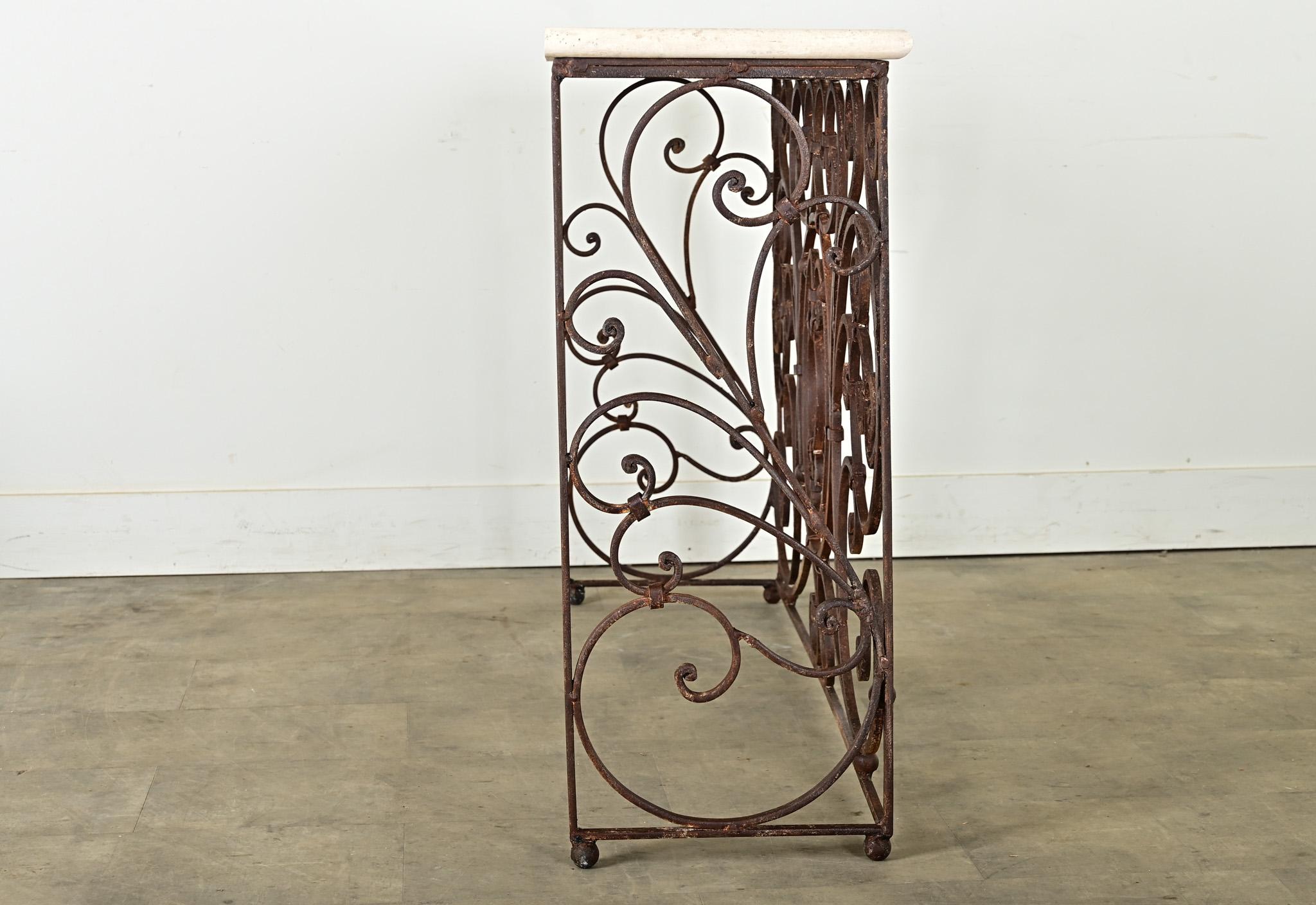 French 19th Century Iron & Marble Balcony Rail Console 5
