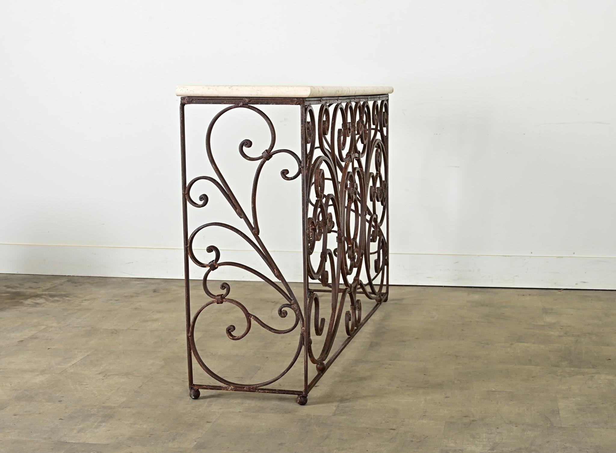 French 19th Century Iron & Marble Balcony Rail Console 7