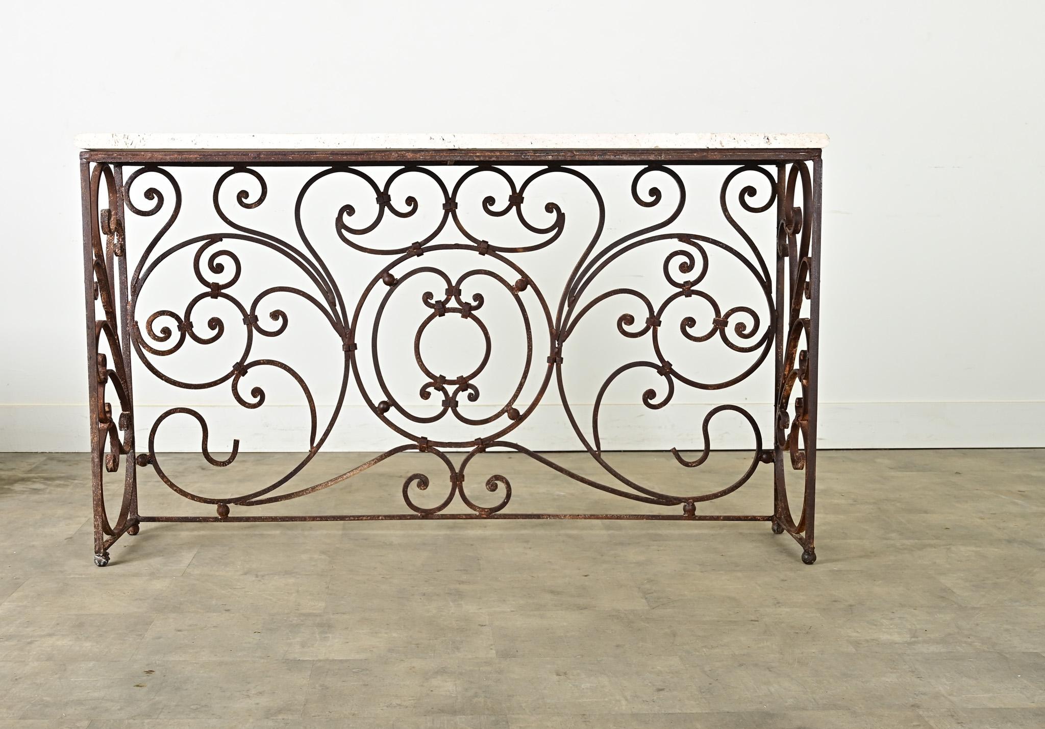 French 19th Century Iron & Marble Balcony Rail Console 8