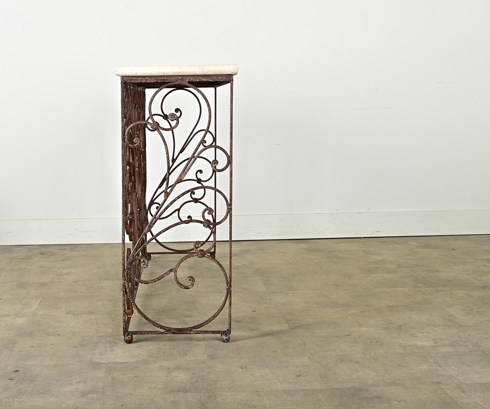 French 19th Century Iron & Marble Balcony Rail Console 9