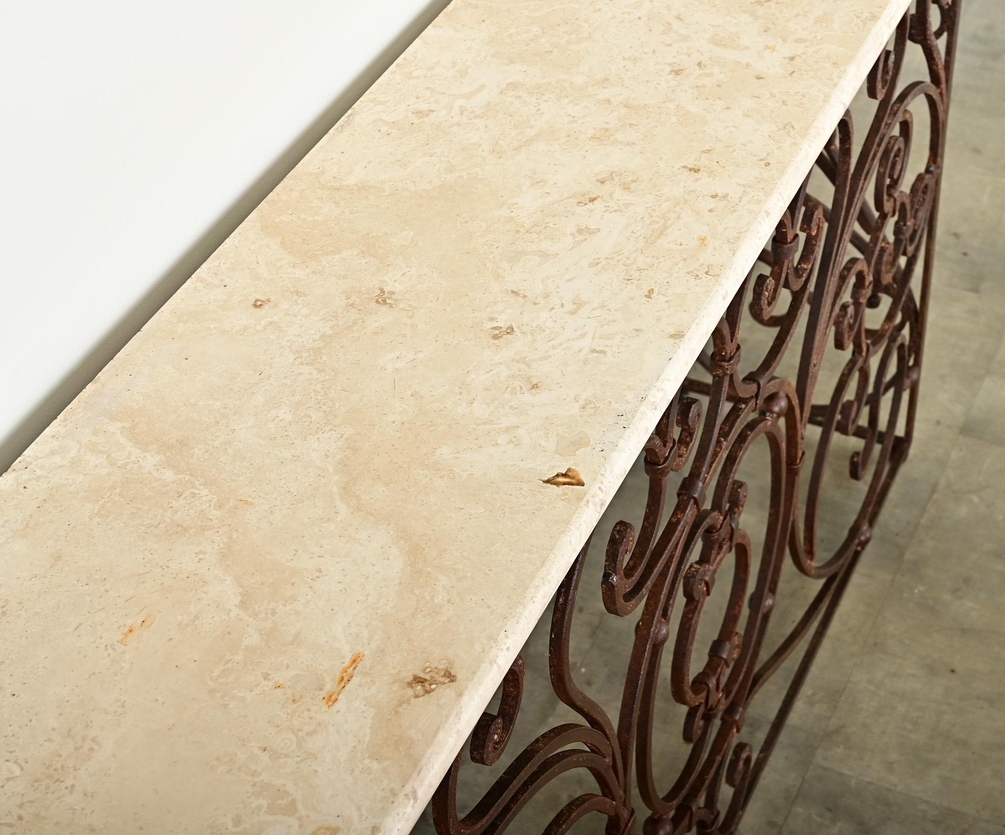 French 19th Century Iron & Marble Balcony Rail Console 3