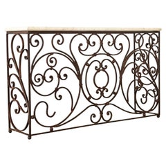 French 19th Century Iron & Marble Balcony Rail Console