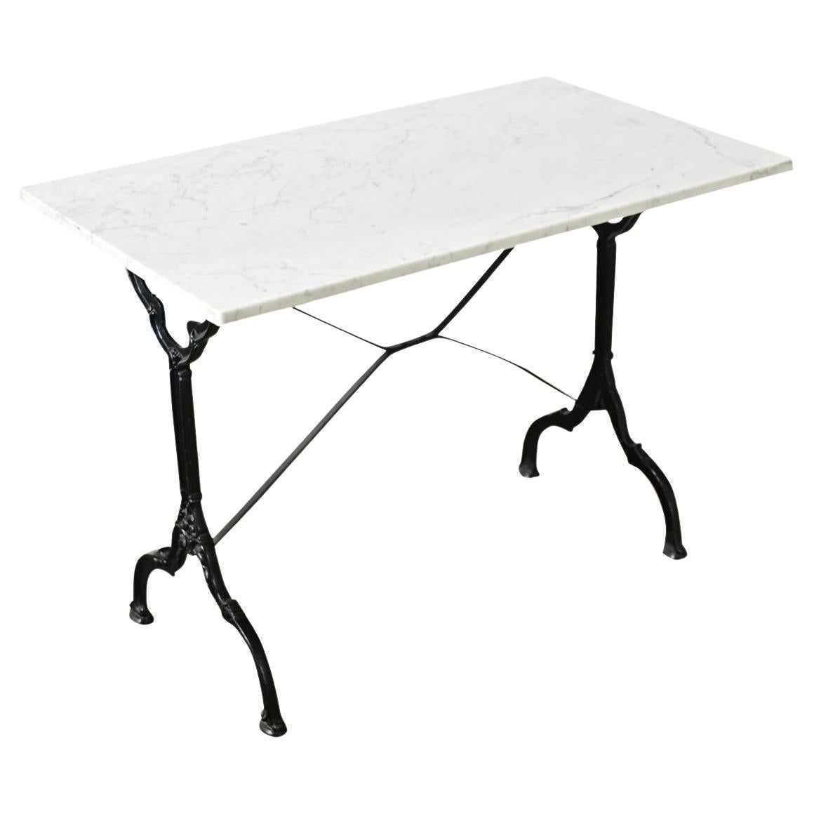 Table de bistrot française du 19ème siècle en fer et marbre